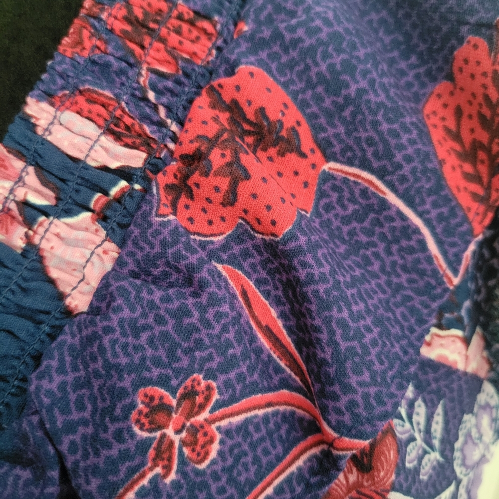 Colorful Floral Smocked Ruffle Flutter Sleeve Top - Picture 7 of 11